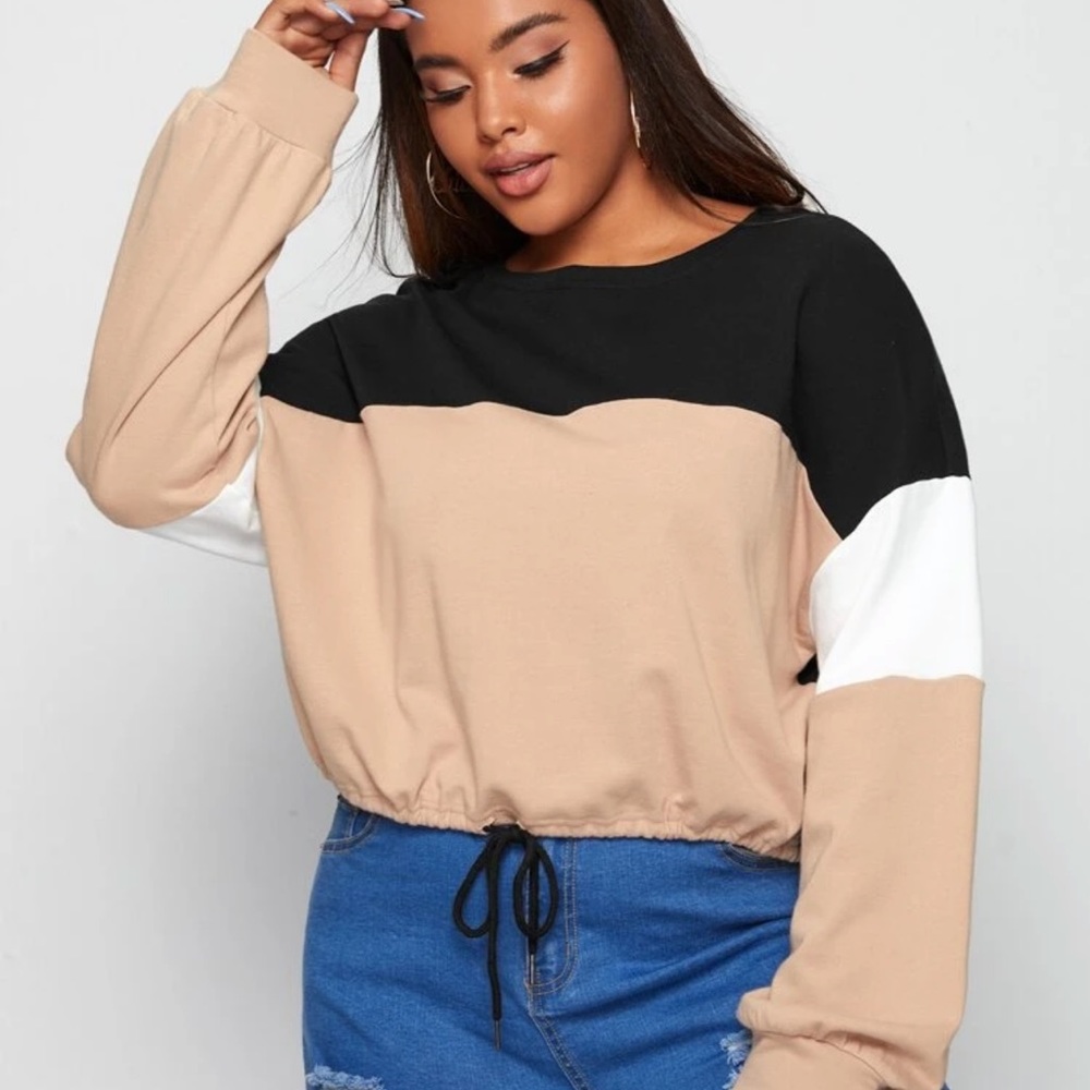 SHEIN curvy long sleeve cropped sweater